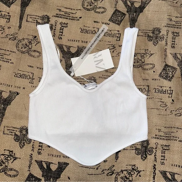 Zara NWT! White Seamless Corset Top Size M-L - Picture 2 of 13